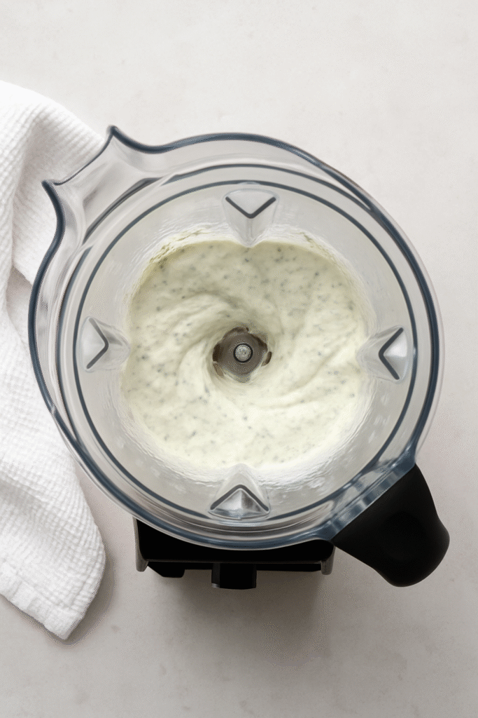 blending cottage cheese ranch dip in blender