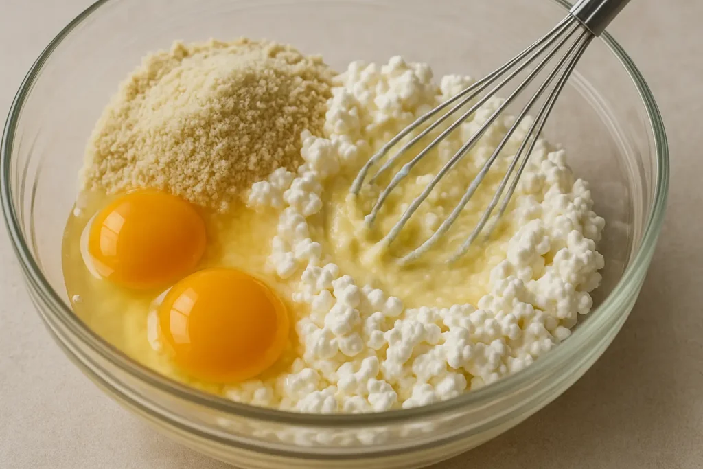 Cottage Cheese Bread: The Delicious Protein-Packed Loaf You’ll Love 2 Mixing ingredients for cottage cheese bread recipe