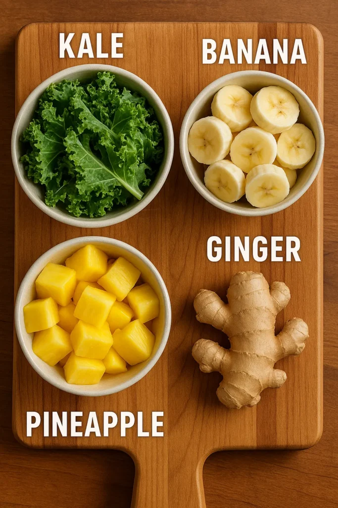 Detox Island Green Smoothie: A Sip of Fresh Starts and Flavor 2 detox island green smoothie ingredients kale banana pineapple