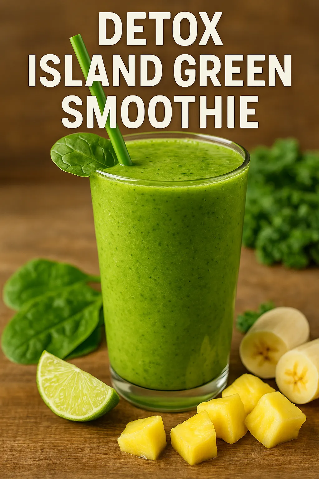 Detox Island Green Smoothie: A Sip of Fresh Starts and Flavor 5 detox island green smoothie in a glass with spinach and mango