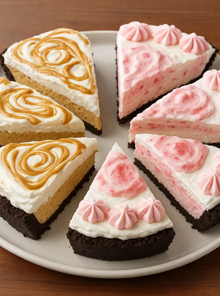 Rock Bottom Pie: The Best No-Bake Comfort Dessert Ever 3 Rock Bottom Pie flavor variations on platter