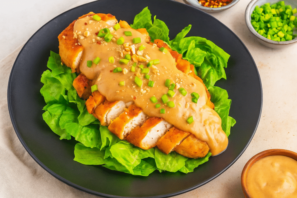 almond chicken recipe plated with toasted almonds