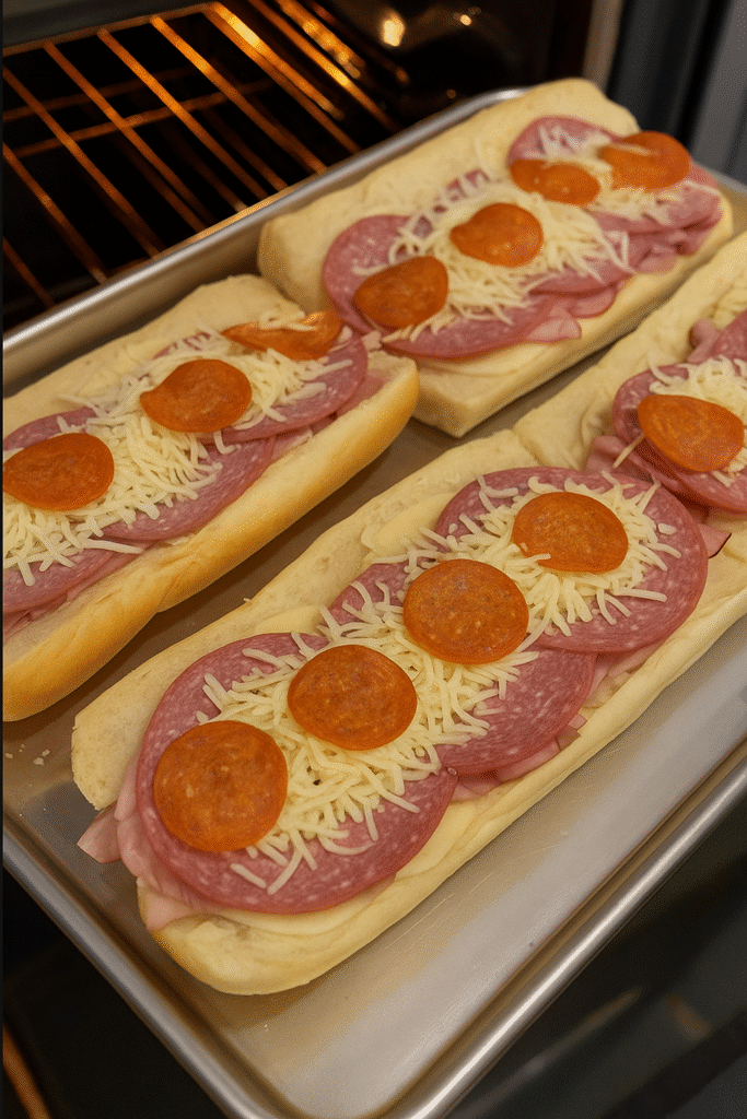 Toasting grinder sandwich for melty texture