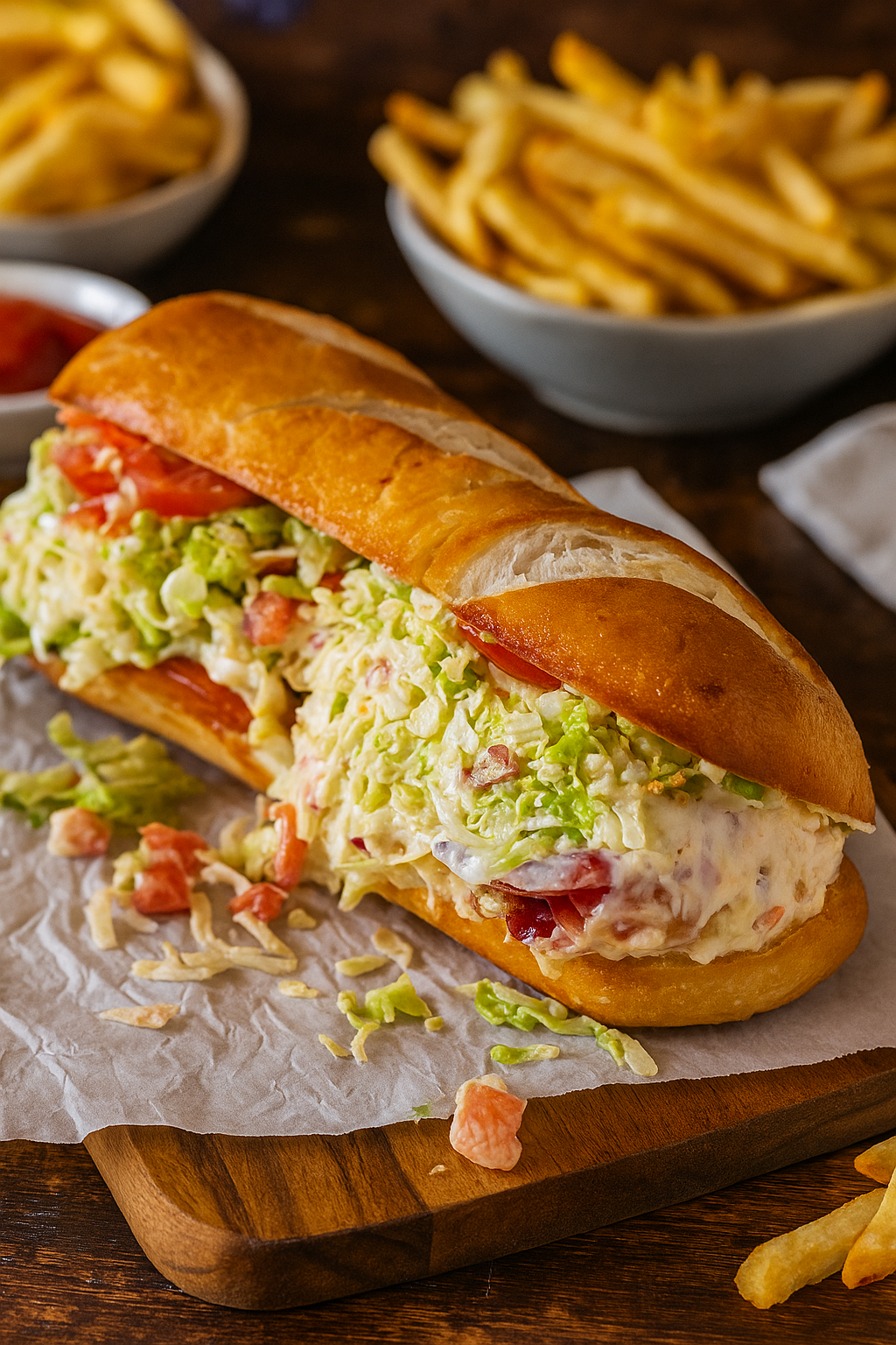 Grinder sandwich served with chips and iced tea