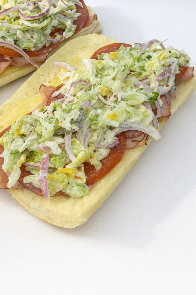 Step by step of grinder sandwich