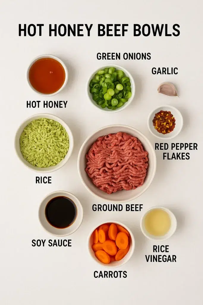 Hot Honey Beef Bowl: The Best Viral Dinner That Packs Bold Flavor 2 hot honey beef bowls ingredients
