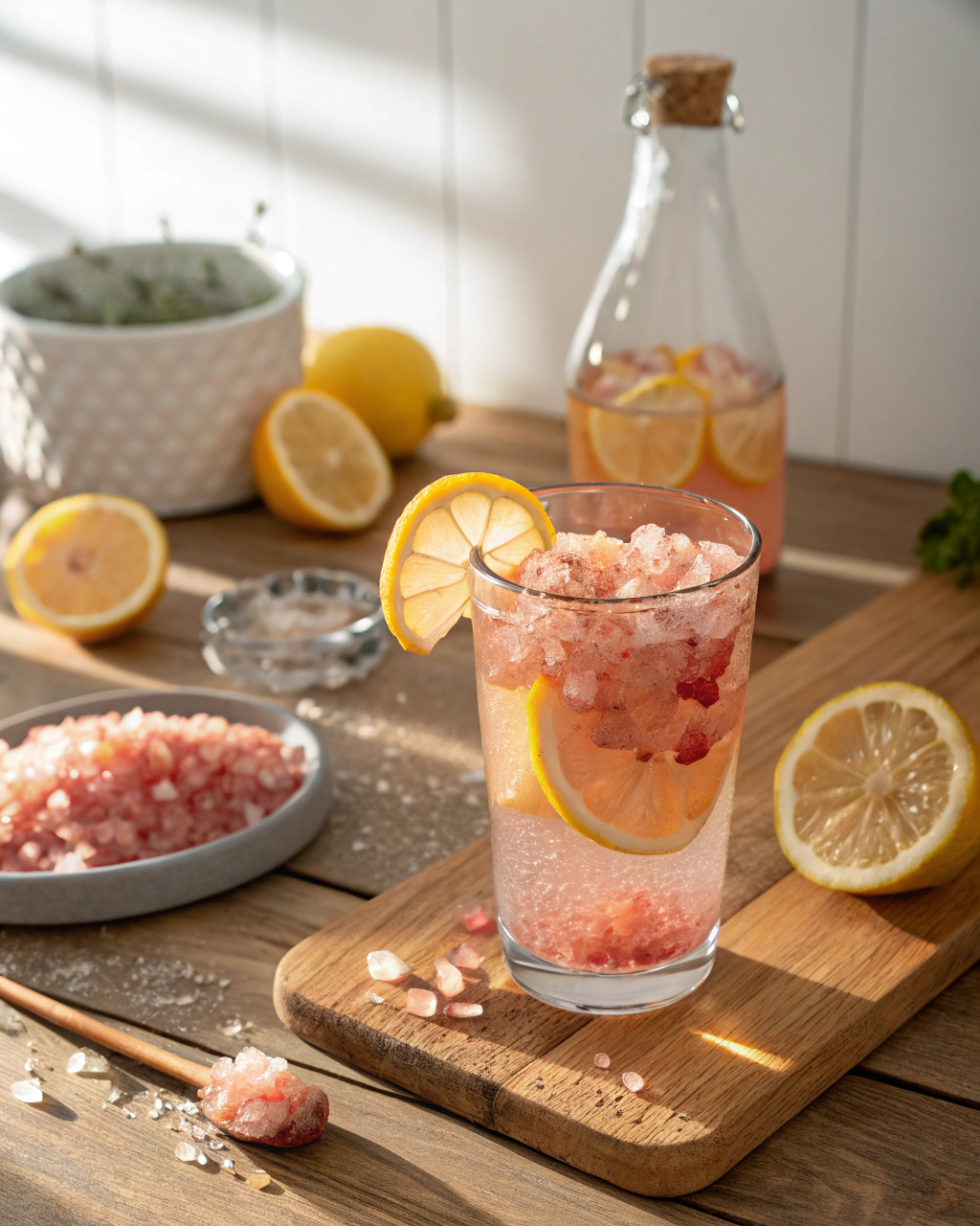 pink salt recipe to lose weight detox drink in glass
