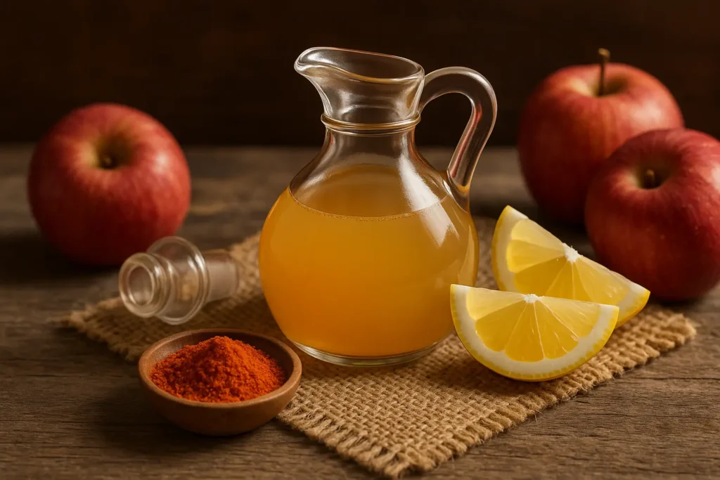 Recipes with apple cider vinegar for weight loss ingredients on table