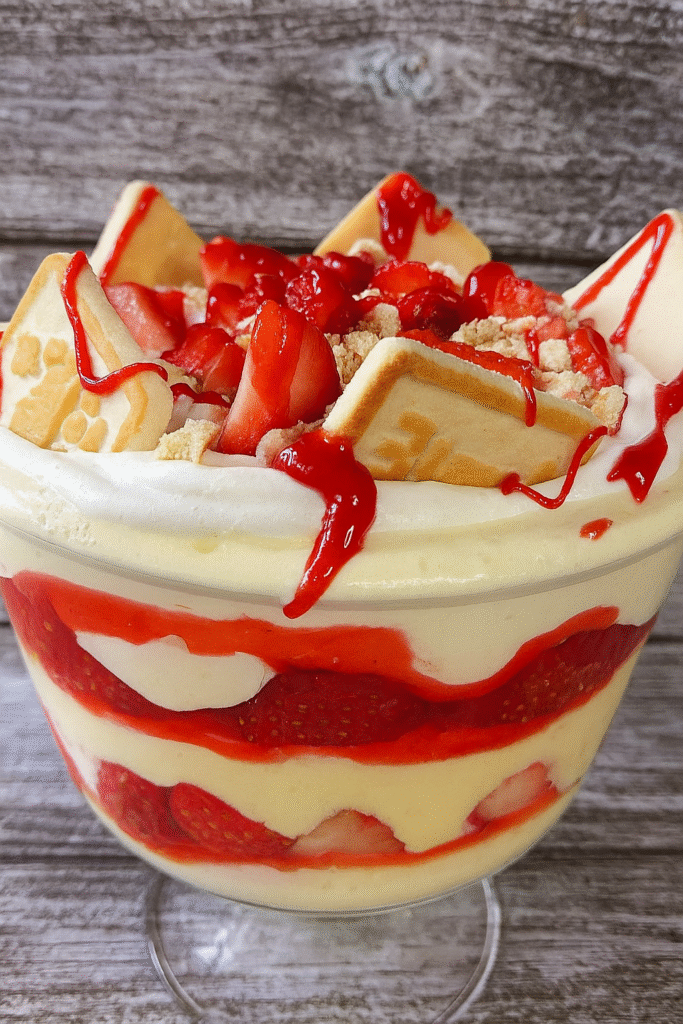 Strawberry banana pudding served at elegant cup
