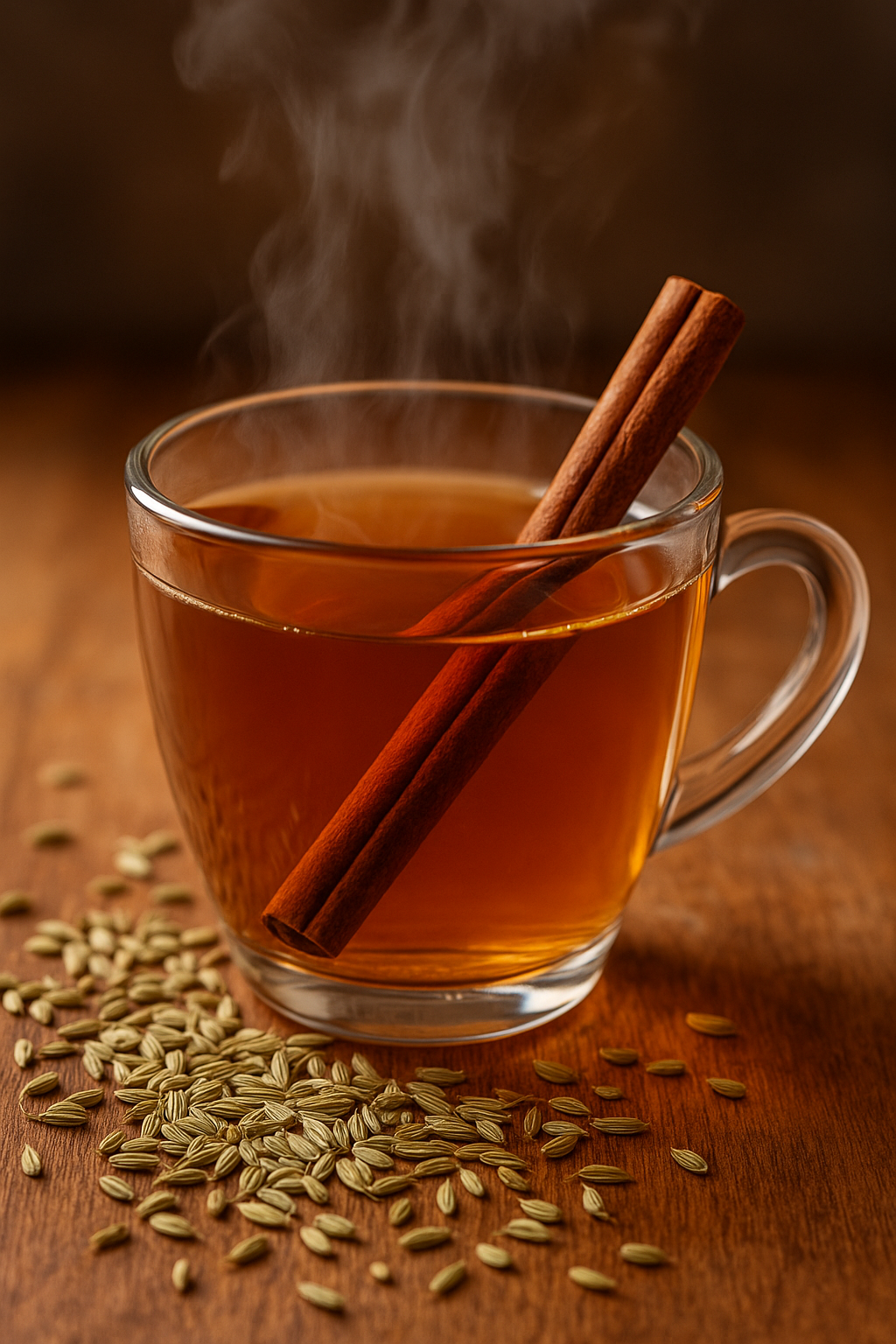 Saunf tea for weight loss in a glass cup