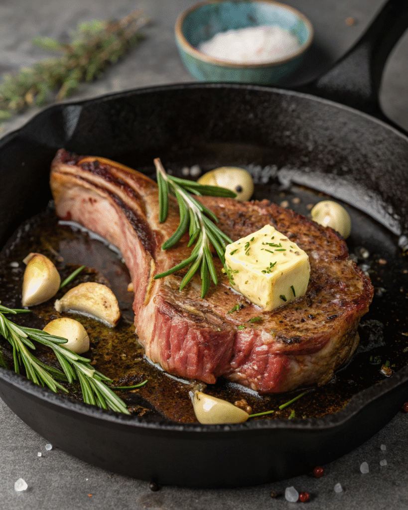 Bone In Ribeye Steak: The Ultimate Juicy Guide for Perfect Results 3 Bone in ribeye steak reverse seared in cast iron skillet